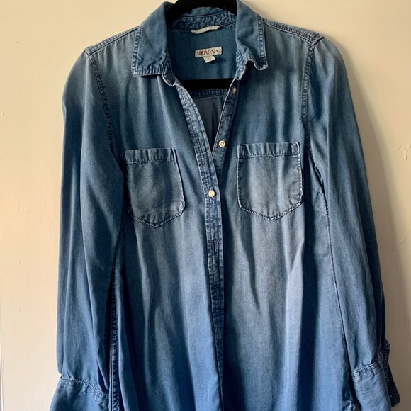 Denim Button Up Flannel - Picture 1 of 4
